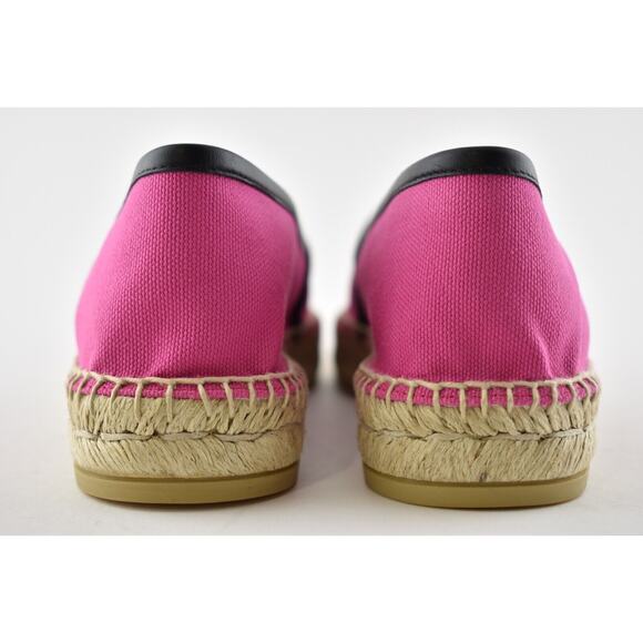 Gucci Pilar Pink Canvas Black Leather Trim GG Logo Print Flat Espadrilles 35.5 - Picture 11 of 12